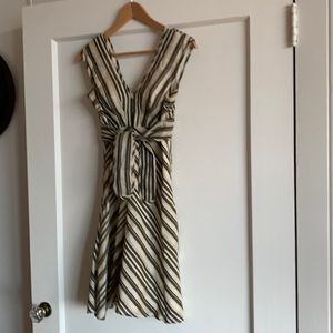 Tracy Reese Grey and Ivory Striped Silk Minidress - Sz 2